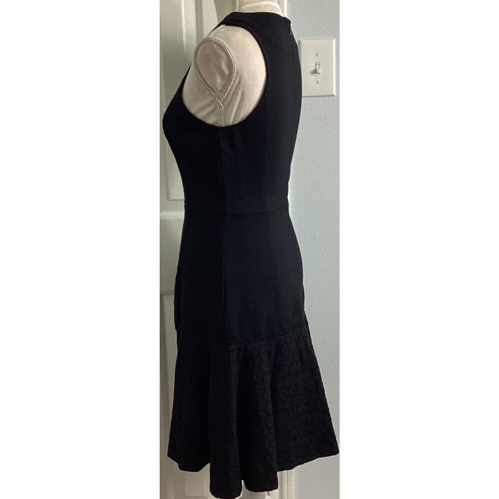 J.Crew Collection Size 0 Black Eyelet Ponte Fit Flare Dress - Picture 3 of 12